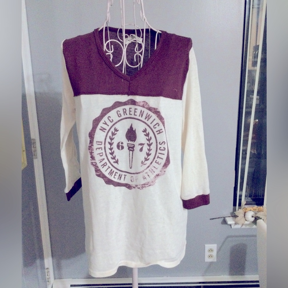 Abercrombie & Fitch Women Maroon White graphic Shirt
